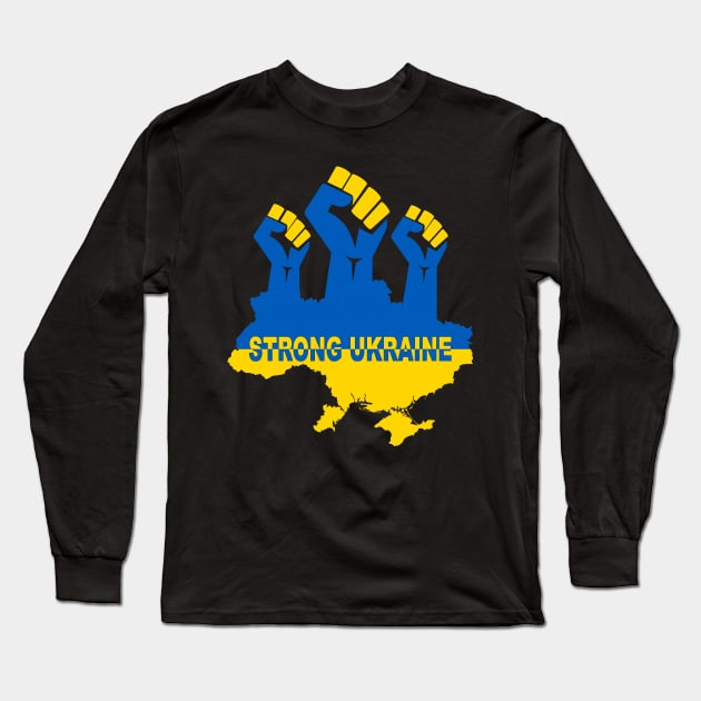 Ukraine Strong Ukraine Flag Long Sleeve T-Shirt by Global Creation